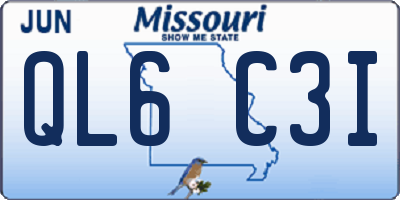 MO license plate QL6C3I