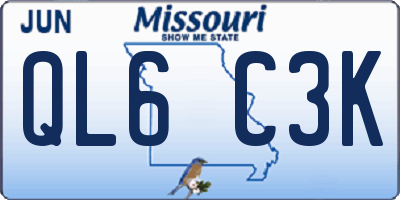 MO license plate QL6C3K
