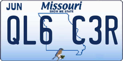 MO license plate QL6C3R