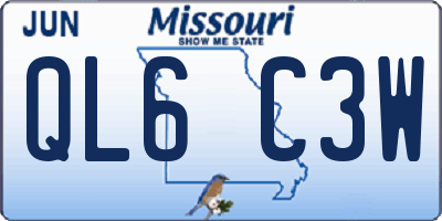 MO license plate QL6C3W
