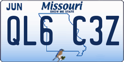 MO license plate QL6C3Z