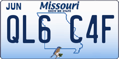 MO license plate QL6C4F