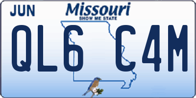 MO license plate QL6C4M