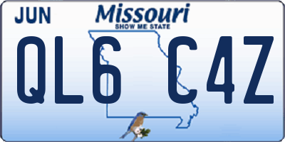 MO license plate QL6C4Z