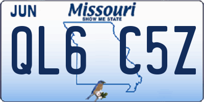 MO license plate QL6C5Z