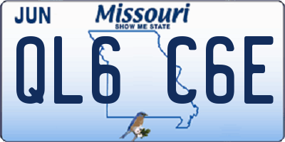 MO license plate QL6C6E