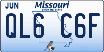 MO license plate QL6C6F
