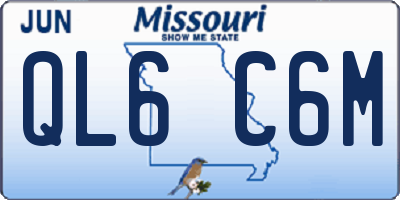 MO license plate QL6C6M