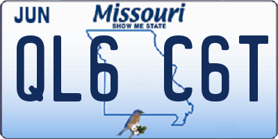 MO license plate QL6C6T