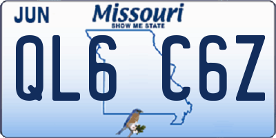 MO license plate QL6C6Z