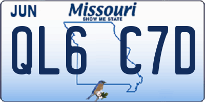 MO license plate QL6C7D