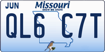 MO license plate QL6C7T