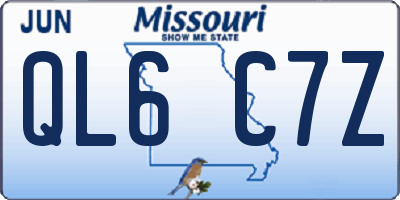MO license plate QL6C7Z