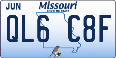 MO license plate QL6C8F