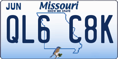 MO license plate QL6C8K