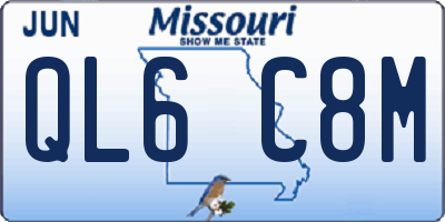 MO license plate QL6C8M