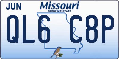 MO license plate QL6C8P