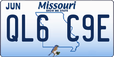 MO license plate QL6C9E