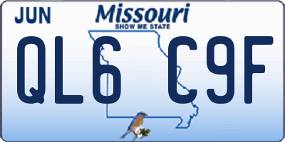 MO license plate QL6C9F
