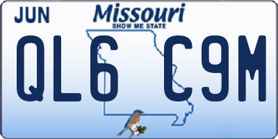 MO license plate QL6C9M
