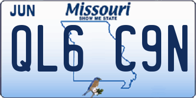 MO license plate QL6C9N