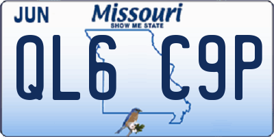 MO license plate QL6C9P