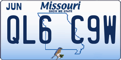 MO license plate QL6C9W