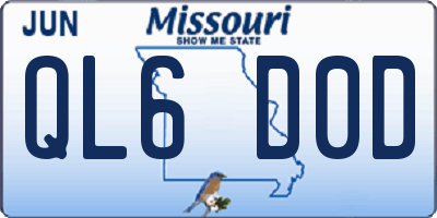 MO license plate QL6D0D
