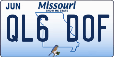 MO license plate QL6D0F