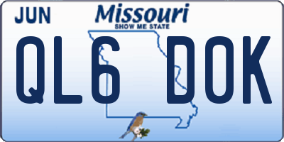 MO license plate QL6D0K