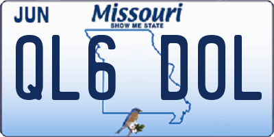 MO license plate QL6D0L