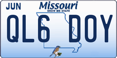 MO license plate QL6D0Y