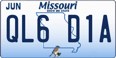 MO license plate QL6D1A