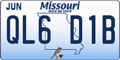 MO license plate QL6D1B