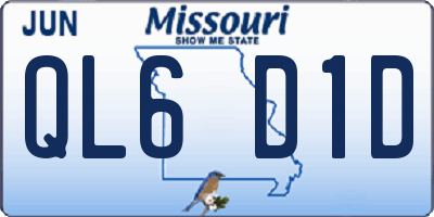 MO license plate QL6D1D