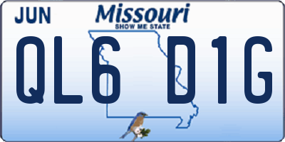 MO license plate QL6D1G