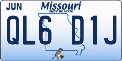 MO license plate QL6D1J