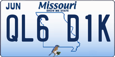 MO license plate QL6D1K
