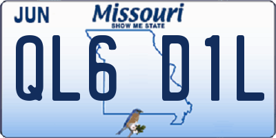 MO license plate QL6D1L
