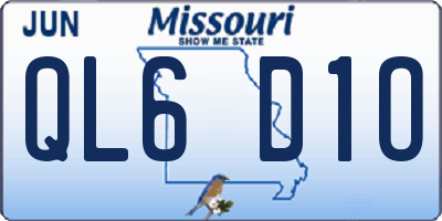 MO license plate QL6D1O