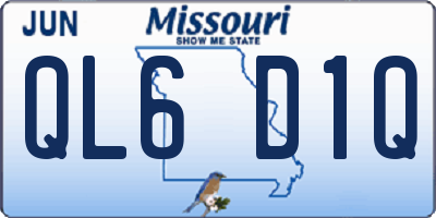 MO license plate QL6D1Q