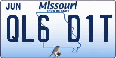 MO license plate QL6D1T