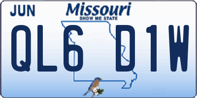 MO license plate QL6D1W