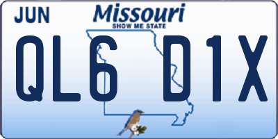 MO license plate QL6D1X