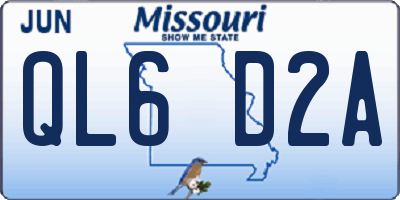 MO license plate QL6D2A