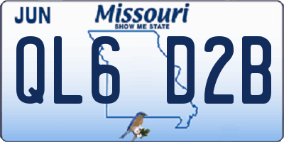 MO license plate QL6D2B