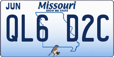 MO license plate QL6D2C