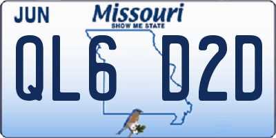 MO license plate QL6D2D
