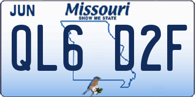 MO license plate QL6D2F