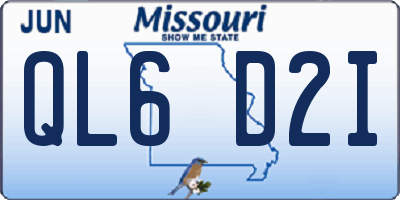 MO license plate QL6D2I